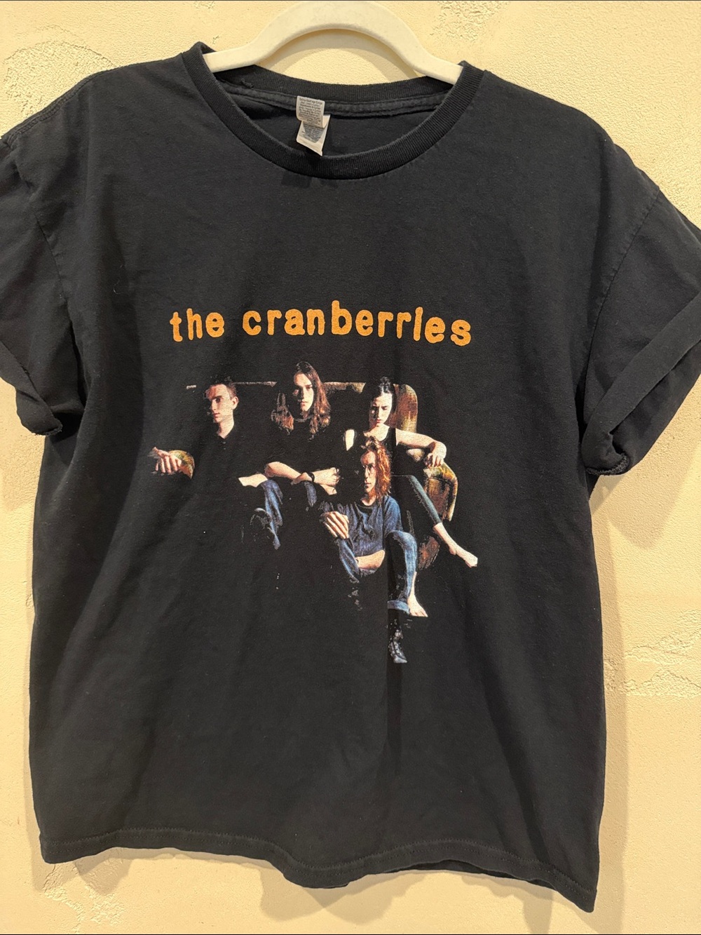 Cranberries Black Tee with Yellow Front Print